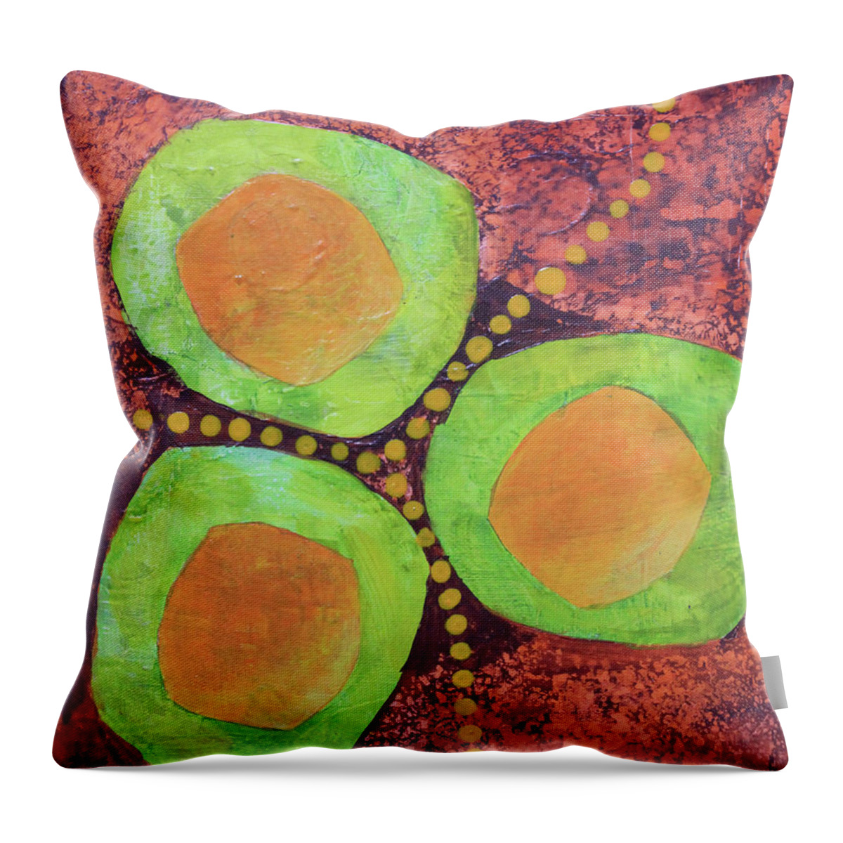 Orange Throw Pillow featuring the mixed media Safe Zones by April Burton