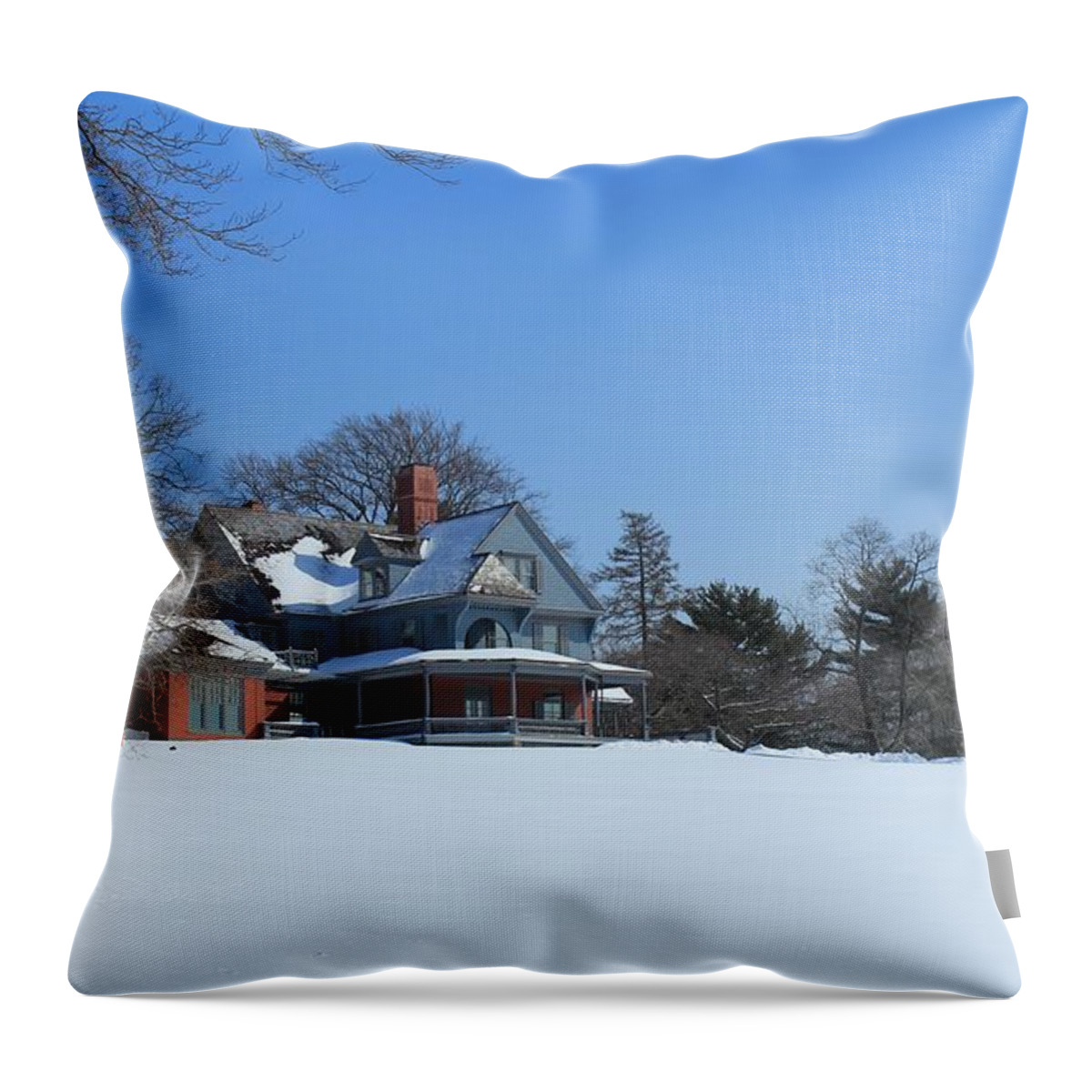 Karen Silvestri Throw Pillow featuring the photograph Sagamore Hill in Winter by Karen Silvestri