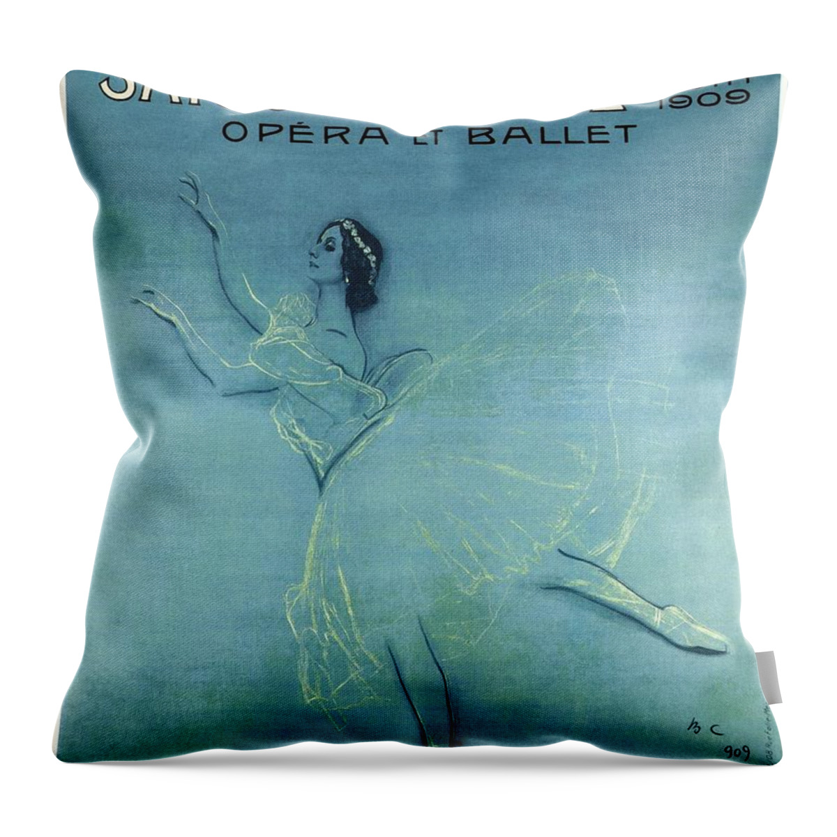 Exposition Throw Pillow featuring the photograph Saison Russe - Opera and Ballet - Theatre 1909 - Retro travel Poster - Vintage Poster by Studio Grafiikka