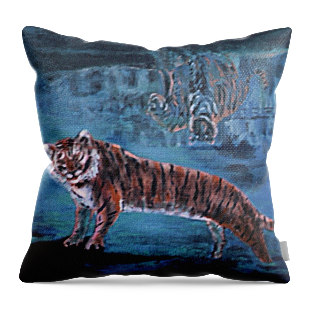 Tiger Throw Pillow featuring the painting Salvato dalle acque by Enrico Garff