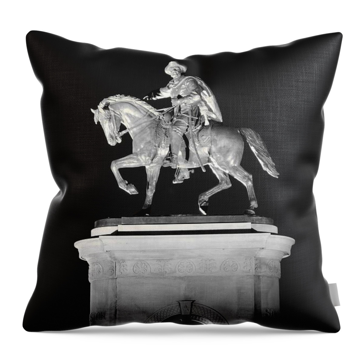 Houston Throw Pillow featuring the photograph Sam Houston - Black and White by David Morefield