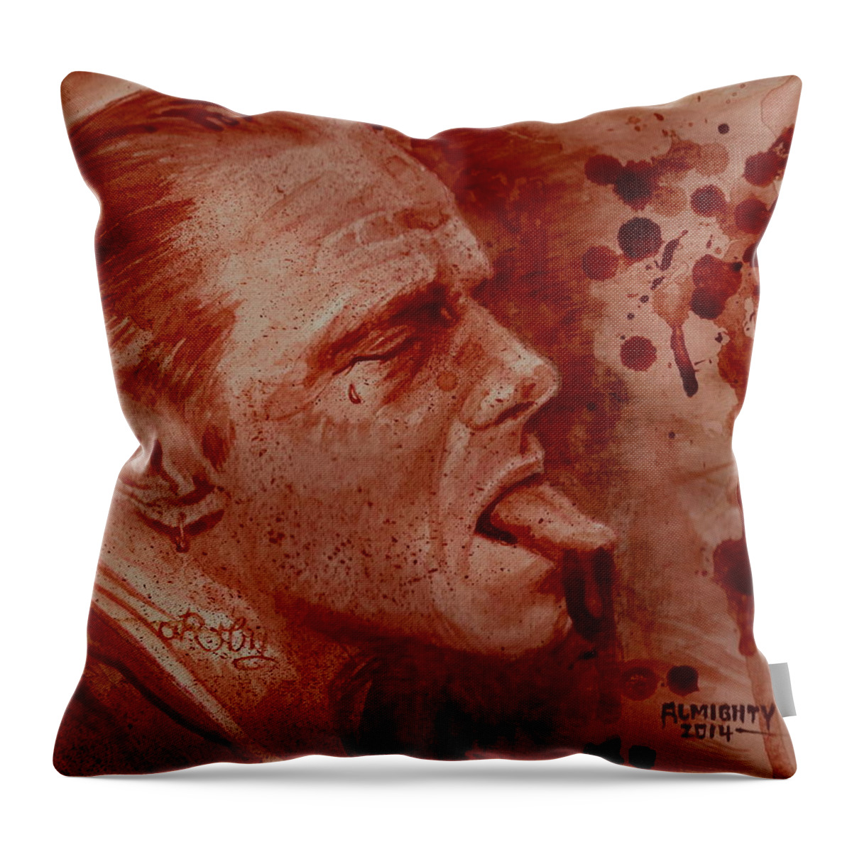 Fang Throw Pillow featuring the painting Sammytown by Ryan Almighty
