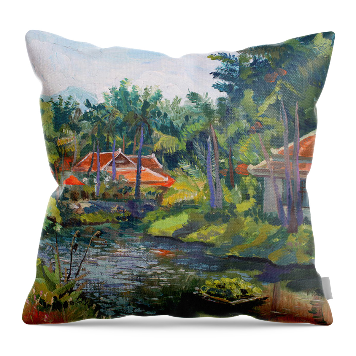 Thailand Throw Pillow featuring the painting Samui Life by Alina MalyKhina