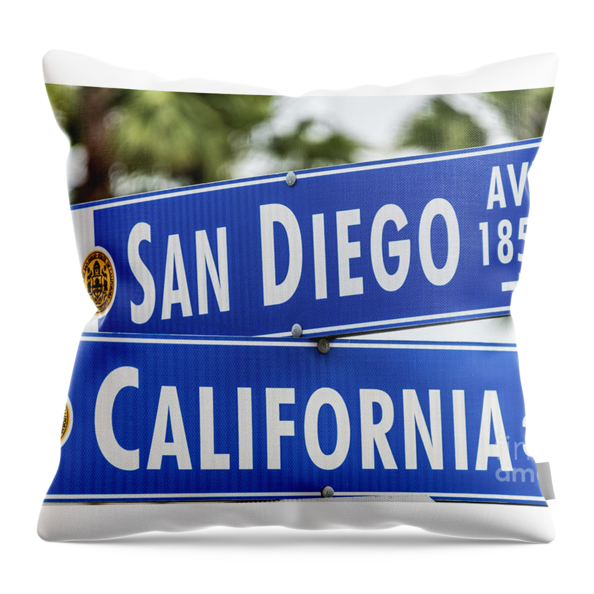 California St Throw Pillow featuring the photograph San Diego and California Street Sign by David Levin