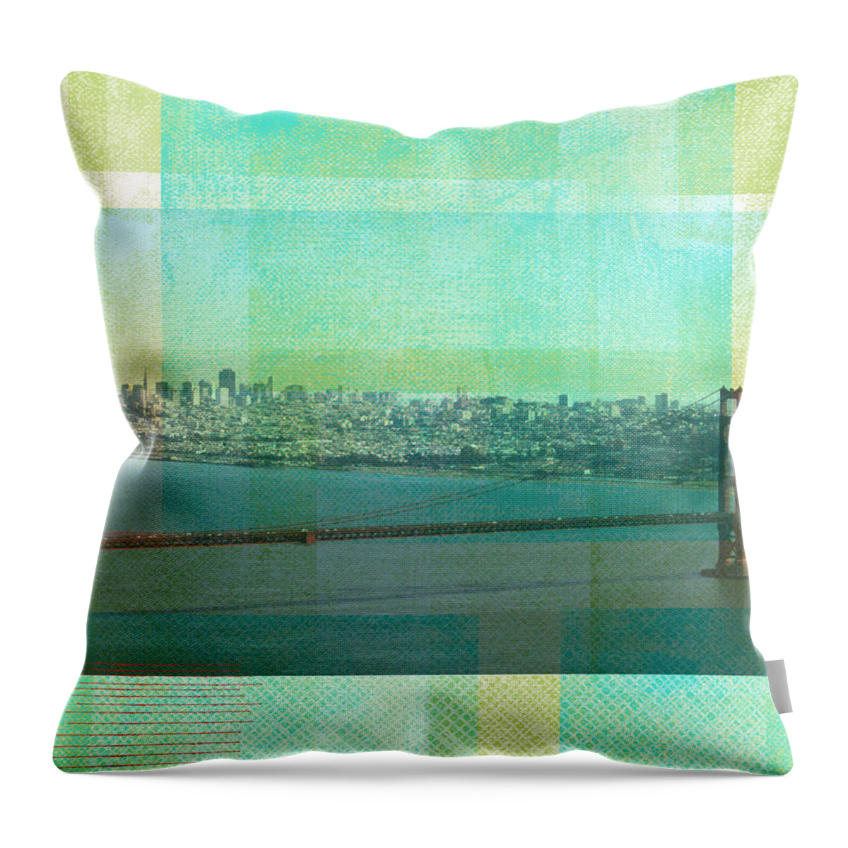 San Francisco Throw Pillow featuring the painting San Francisco Spring- Abstract Ar by Linda Woods