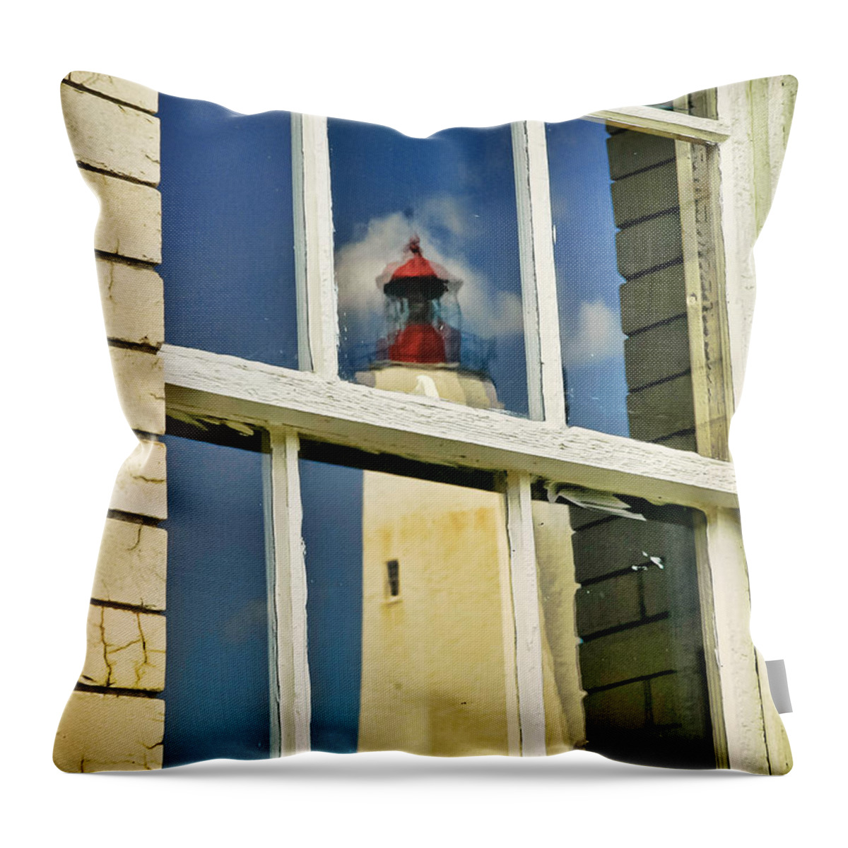 New Jersey Throw Pillow featuring the photograph Sandy Hook Lighthouse Reflection by Gary Slawsky