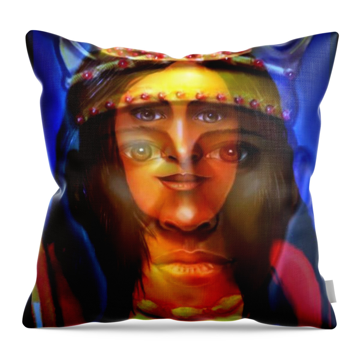 Santa Barbara Throw Pillow featuring the digital art Santa Barbara and Chango by Carmen Cordova