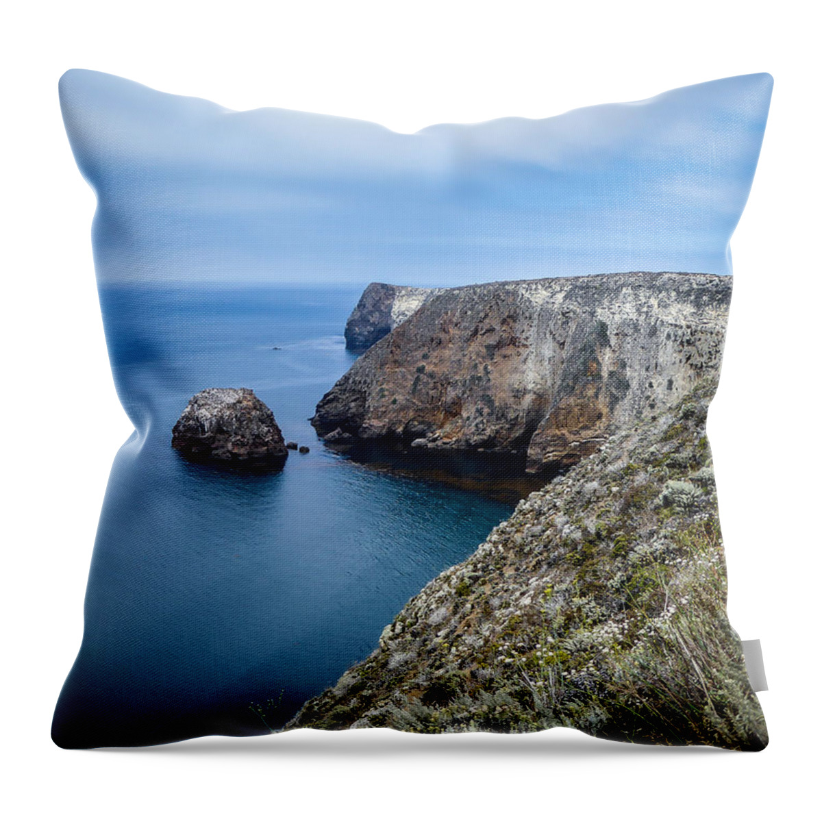 Santa Cruz Island Throw Pillow featuring the photograph Santa Cruz Ridge Trail by Pamela Newcomb