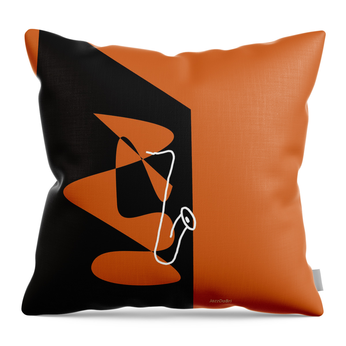 Jazzdabri Throw Pillow featuring the digital art Saxophone in Orange by David Bridburg