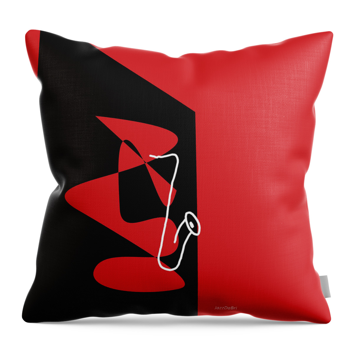 Jazzdabri Throw Pillow featuring the digital art Saxophone in Red by David Bridburg