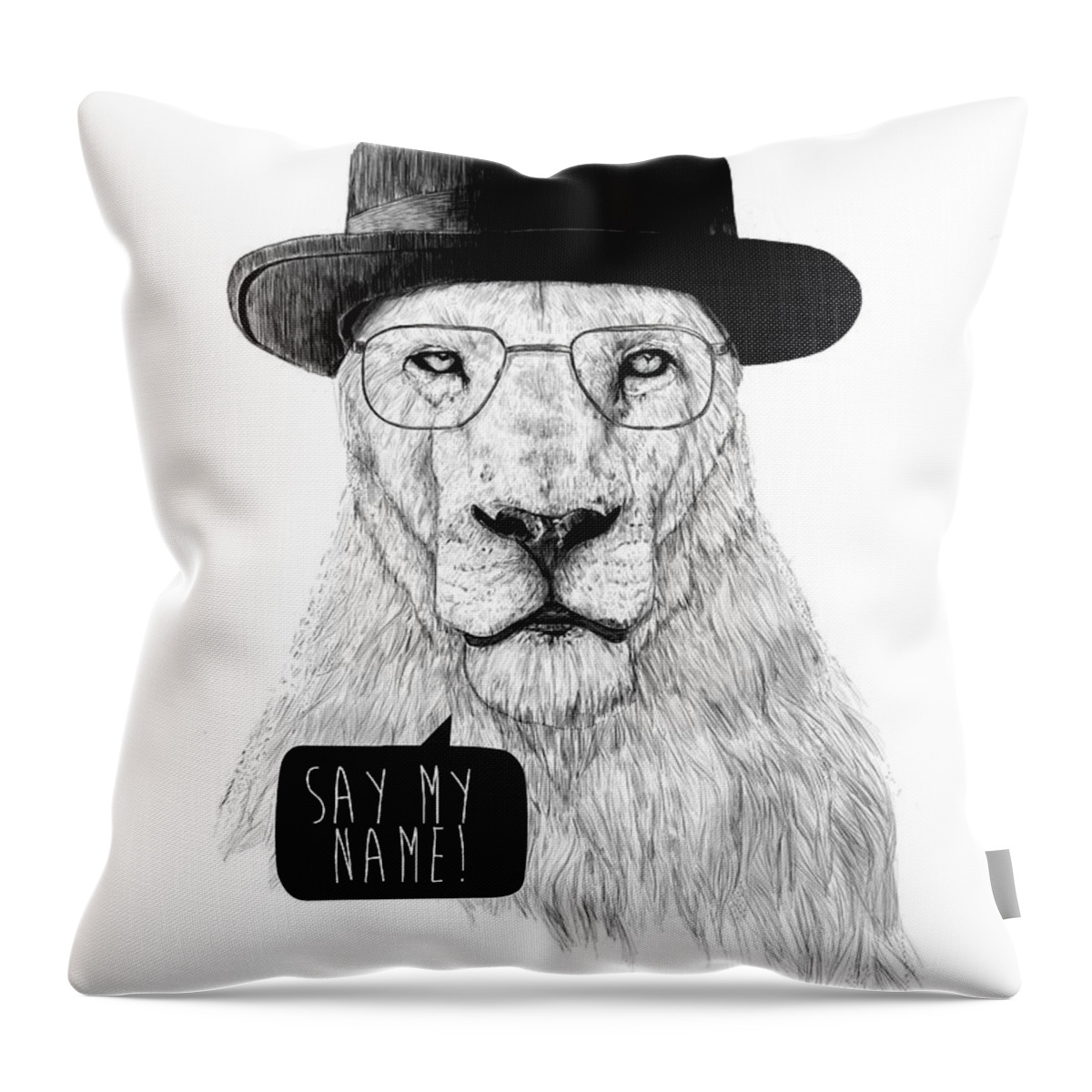 Lion Throw Pillow featuring the mixed media Say my name by Balazs Solti