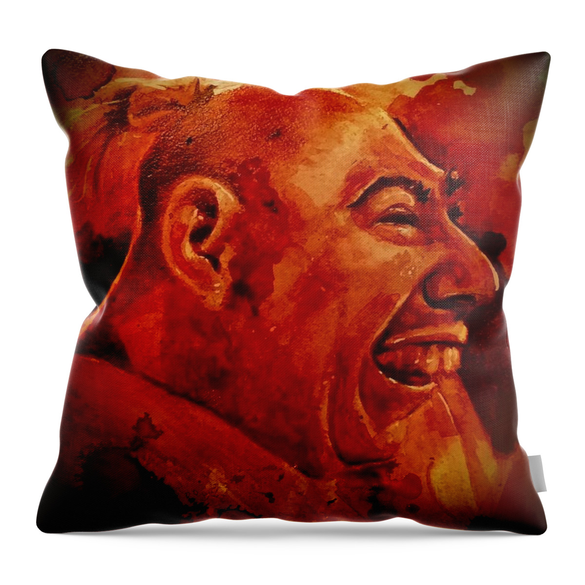 Schlitzie Throw Pillow featuring the painting Schlitzie / Pinhead by Ryan Almighty
