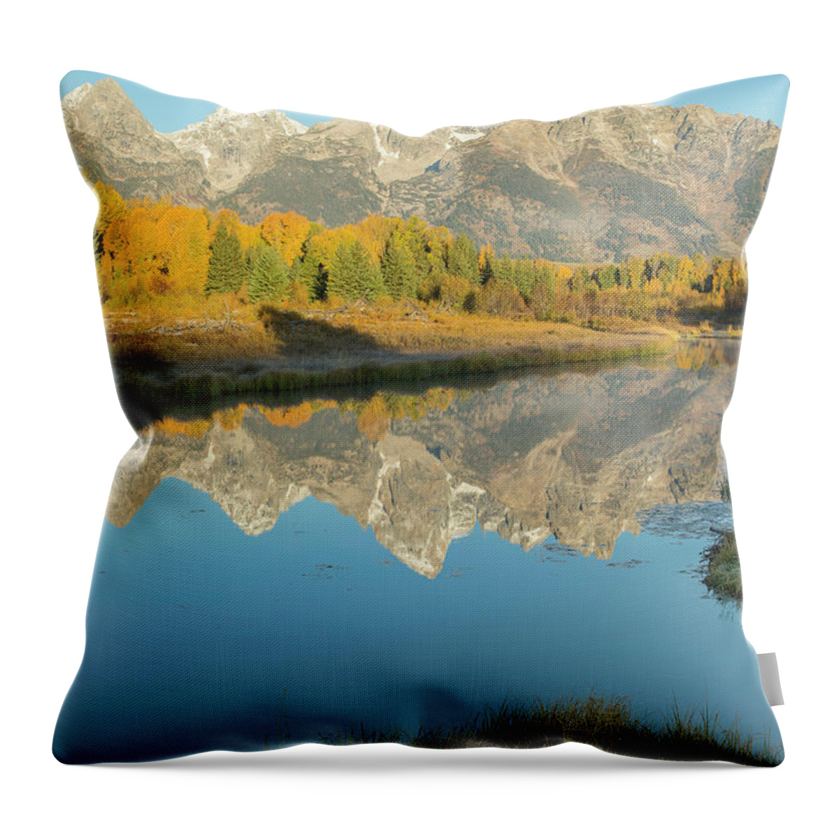 Grand Teton National Park Throw Pillow featuring the photograph Schwabacher Sunrise 2 by D Robert Franz