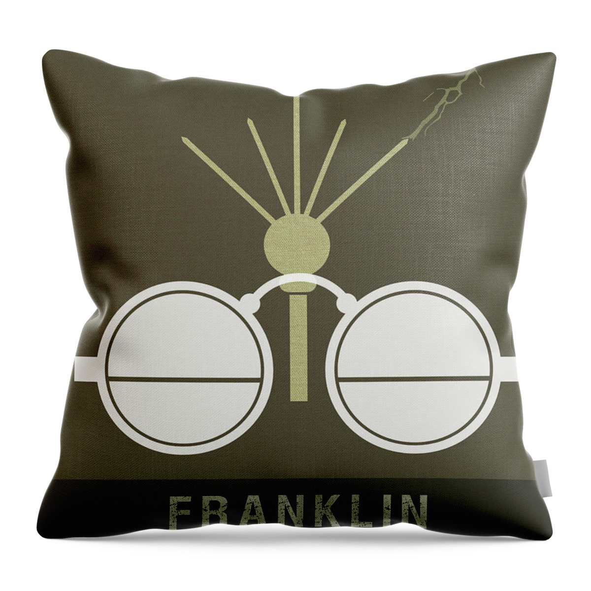 Franklin Throw Pillow featuring the mixed media Science Posters - Benjamin Franklin - Scientist, Inventor, Statesman by Studio Grafiikka