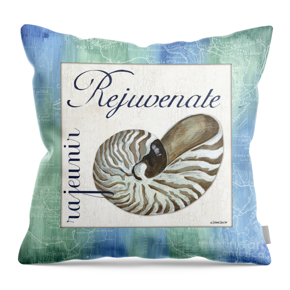 Shell Throw Pillow featuring the painting Sea Glass 1 by Debbie DeWitt