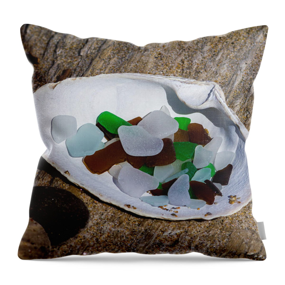 Sea Glass Throw Pillow featuring the photograph Sea Glass Treasure by Kirkodd Photography Of New England
