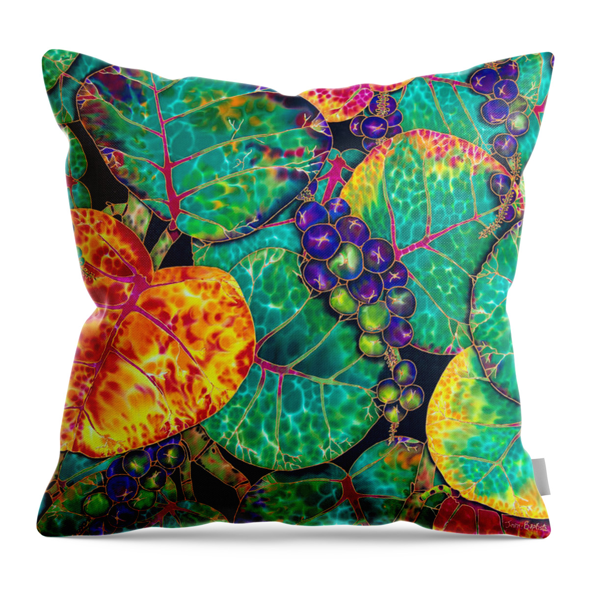 Jean-baptiste Design Throw Pillow featuring the painting Sea Grapes by Daniel Jean-Baptiste