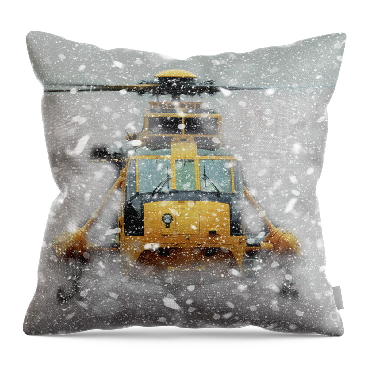Sikorsky Throw Pillow featuring the digital art Sea King Snow by Airpower Art