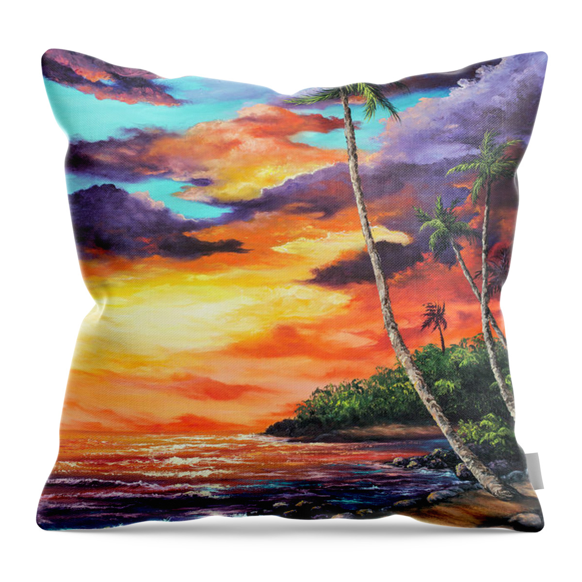 Coastal Throw Pillow featuring the painting Sea Wall Lahaina by Darice Machel McGuire