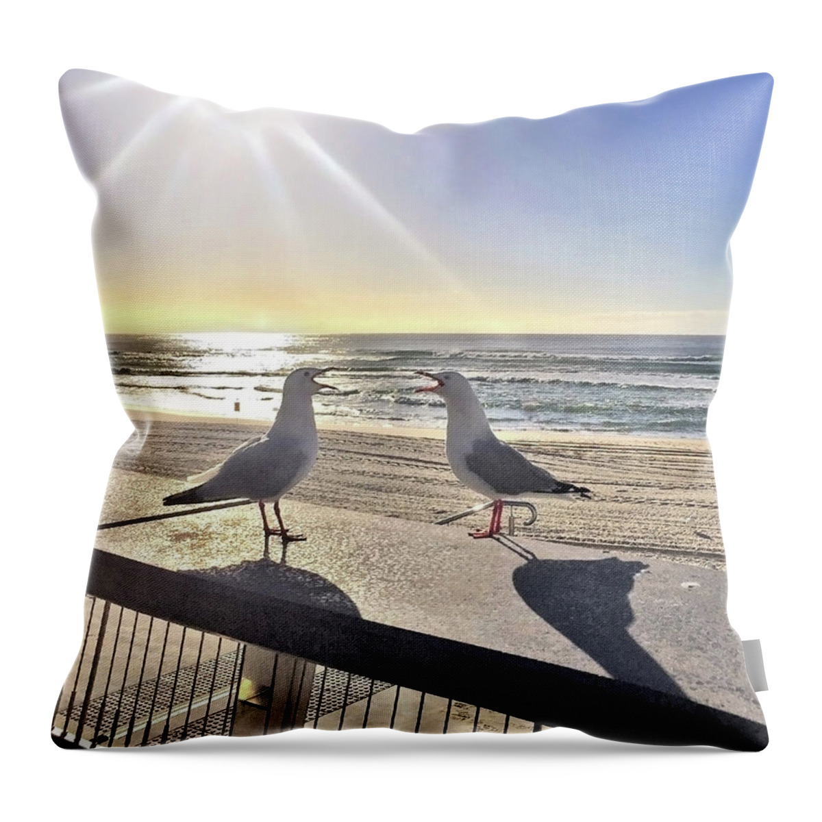 Two Seagulls Throw Pillow featuring the photograph Seagull Sonnet by Az Jackson