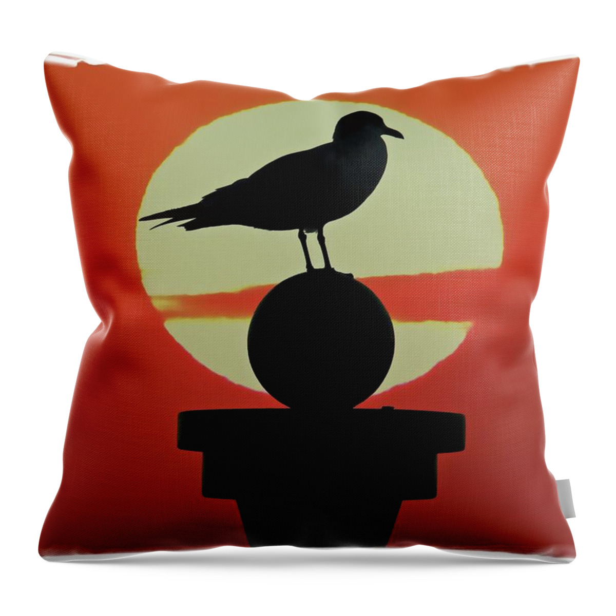 Alicegipsonphotographs Throw Pillow featuring the photograph Seagull Sunset by Alice Gipson