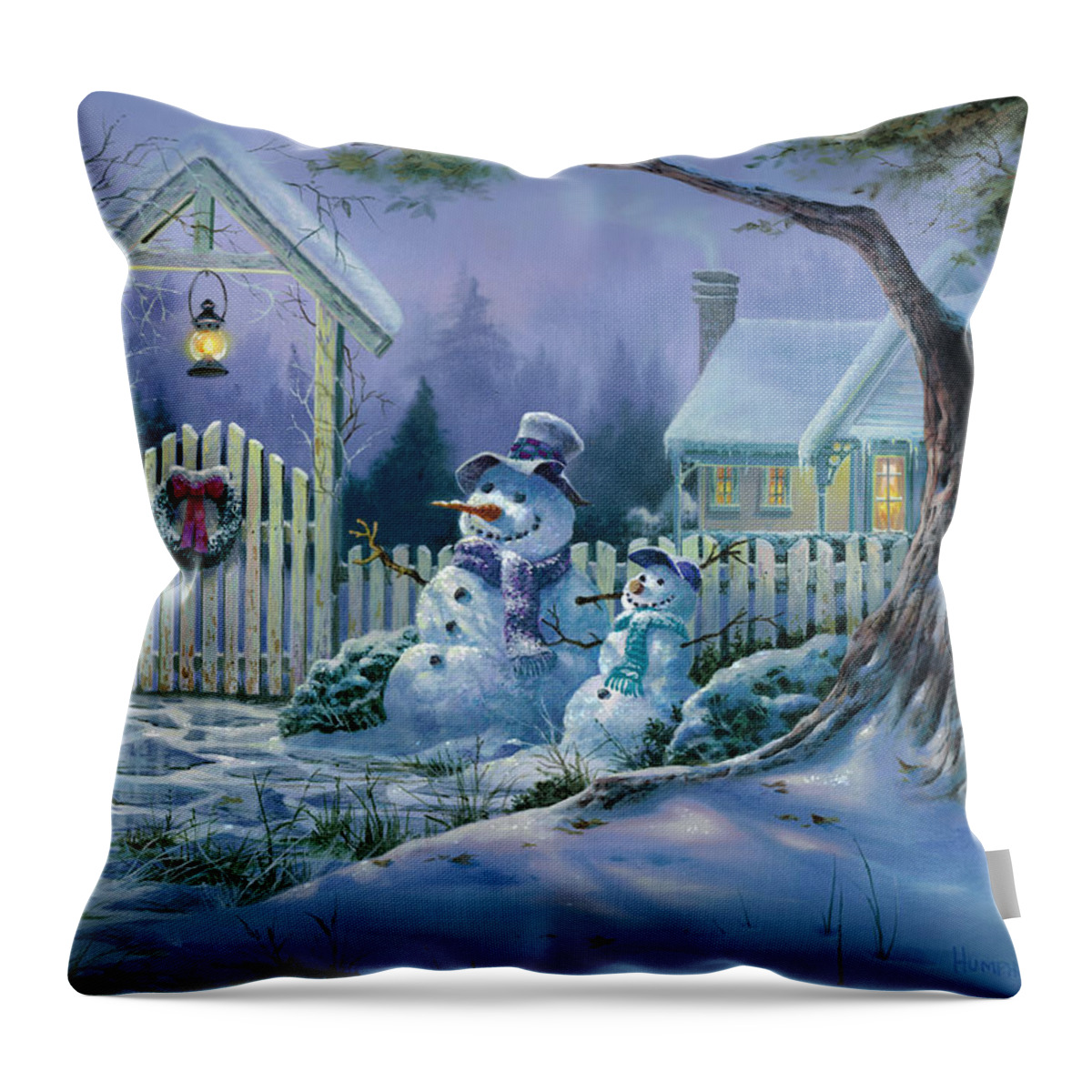 Michael Humphries Throw Pillow featuring the painting Season's Greeters by Michael Humphries