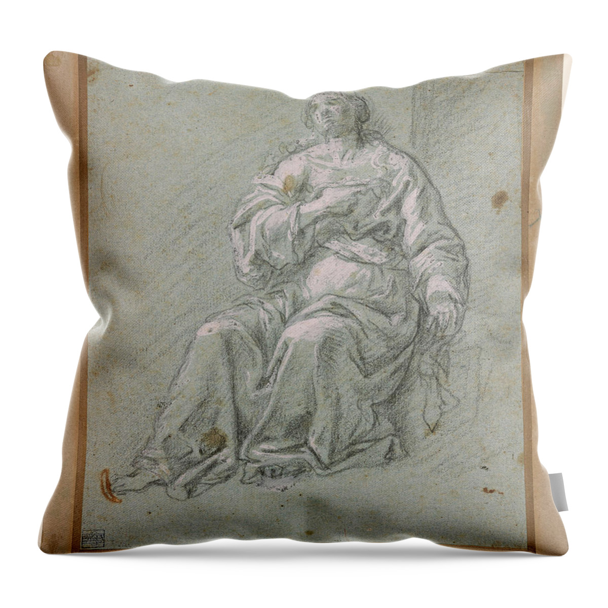 Sebastiano Conca 1680-1764 Seated Woman Throw Pillow featuring the painting Seated Woman by MotionAge Designs