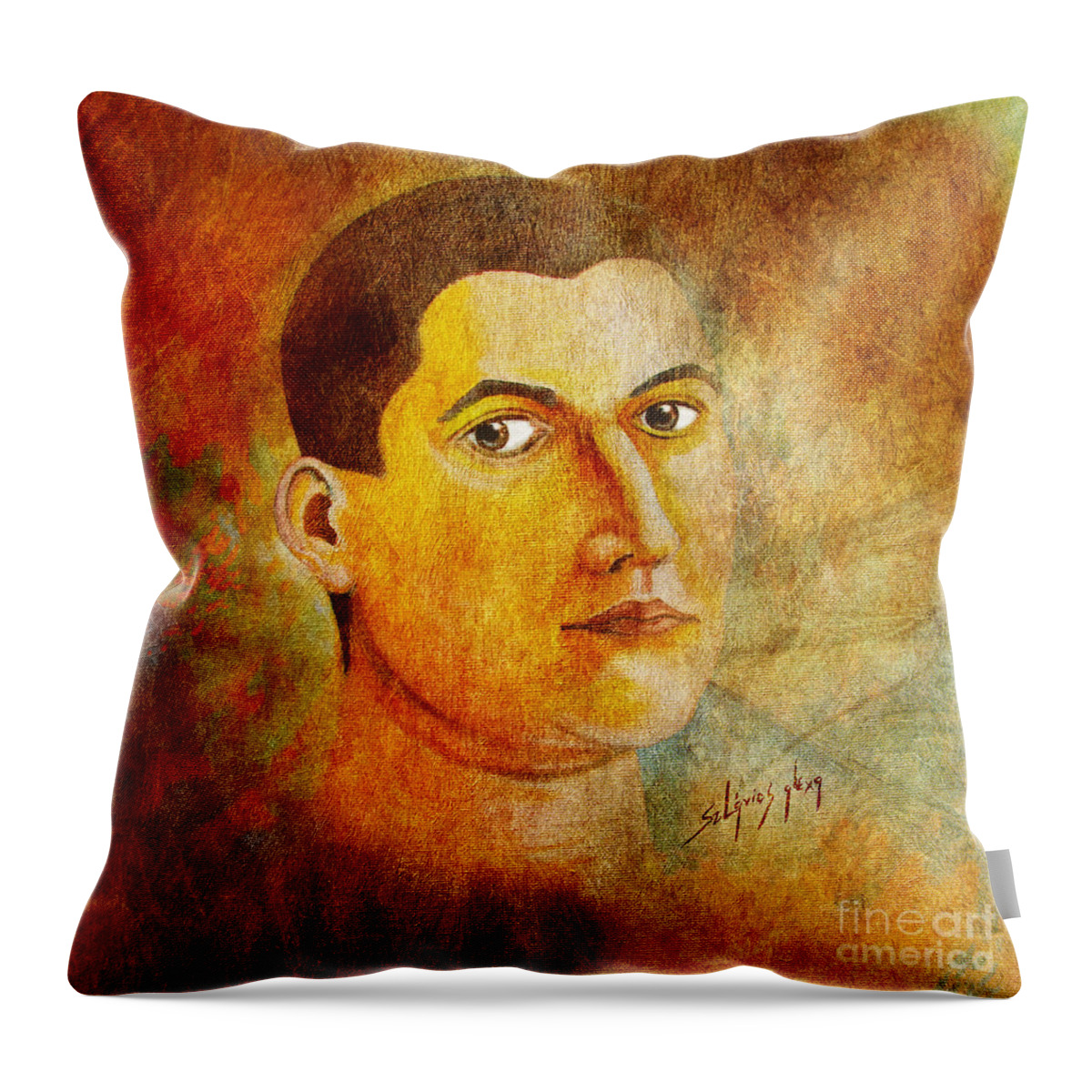 Selfportrait Throw Pillow featuring the painting Selfportrait oil by Alexa Szlavics