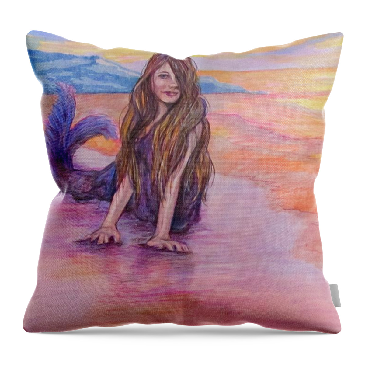 Mythology Throw Pillow featuring the painting Selkie by Barbara O'Toole