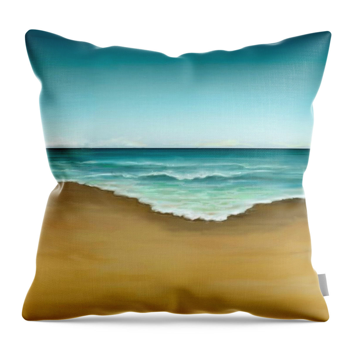 Abstract Throw Pillow featuring the painting Semi Abstract Beach by Stephen Jorgensen