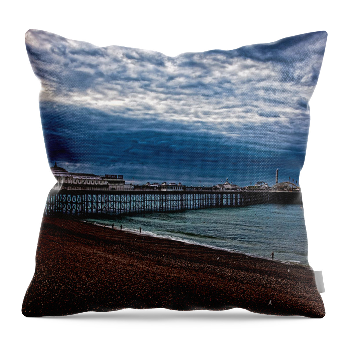 Brighton Pier Throw Pillow featuring the photograph Seven AM on Brighton Seafront by Chris Lord