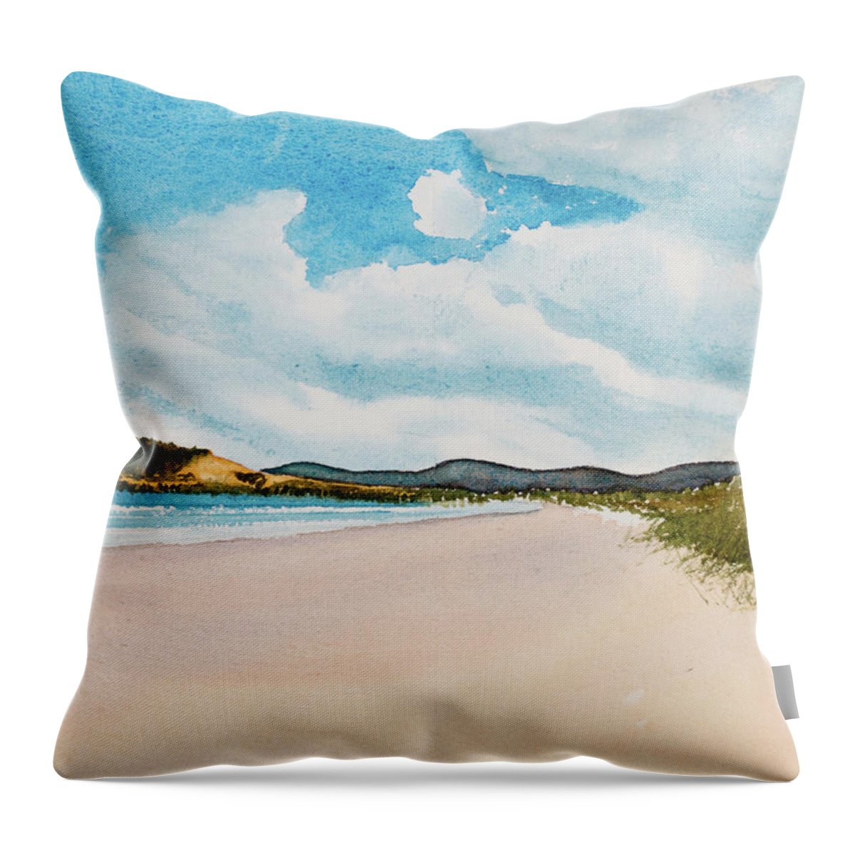 Afternoon Throw Pillow featuring the painting Seven Mile Beach on a calm, sunny day by Dorothy Darden