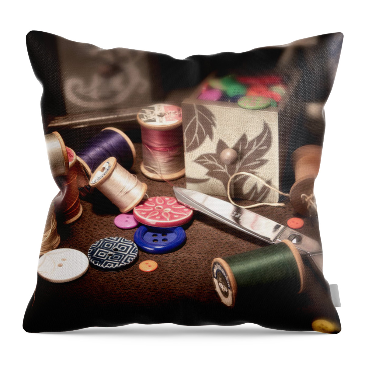 Sewing Throw Pillow featuring the photograph Sewing Notions I by Tom Mc Nemar