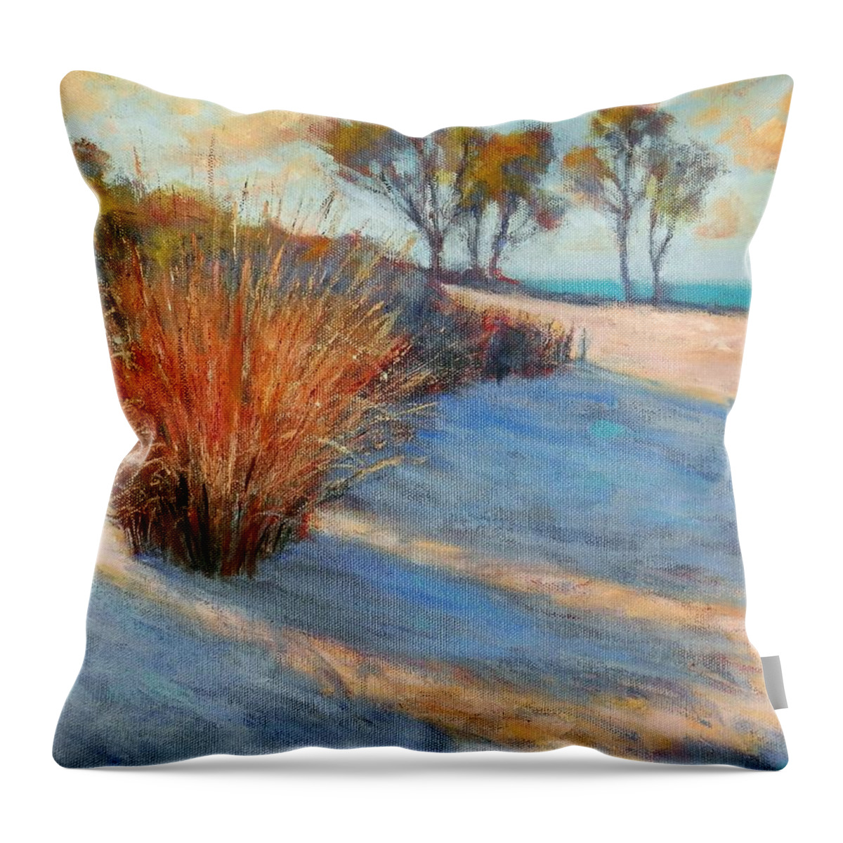 Impressionist Throw Pillow featuring the painting Shadows on the Sand by Michael Camp