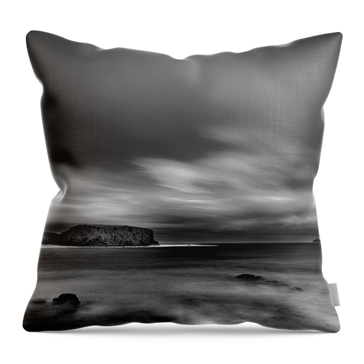 Sheep Throw Pillow featuring the photograph Sheep Island mono by Nigel R Bell