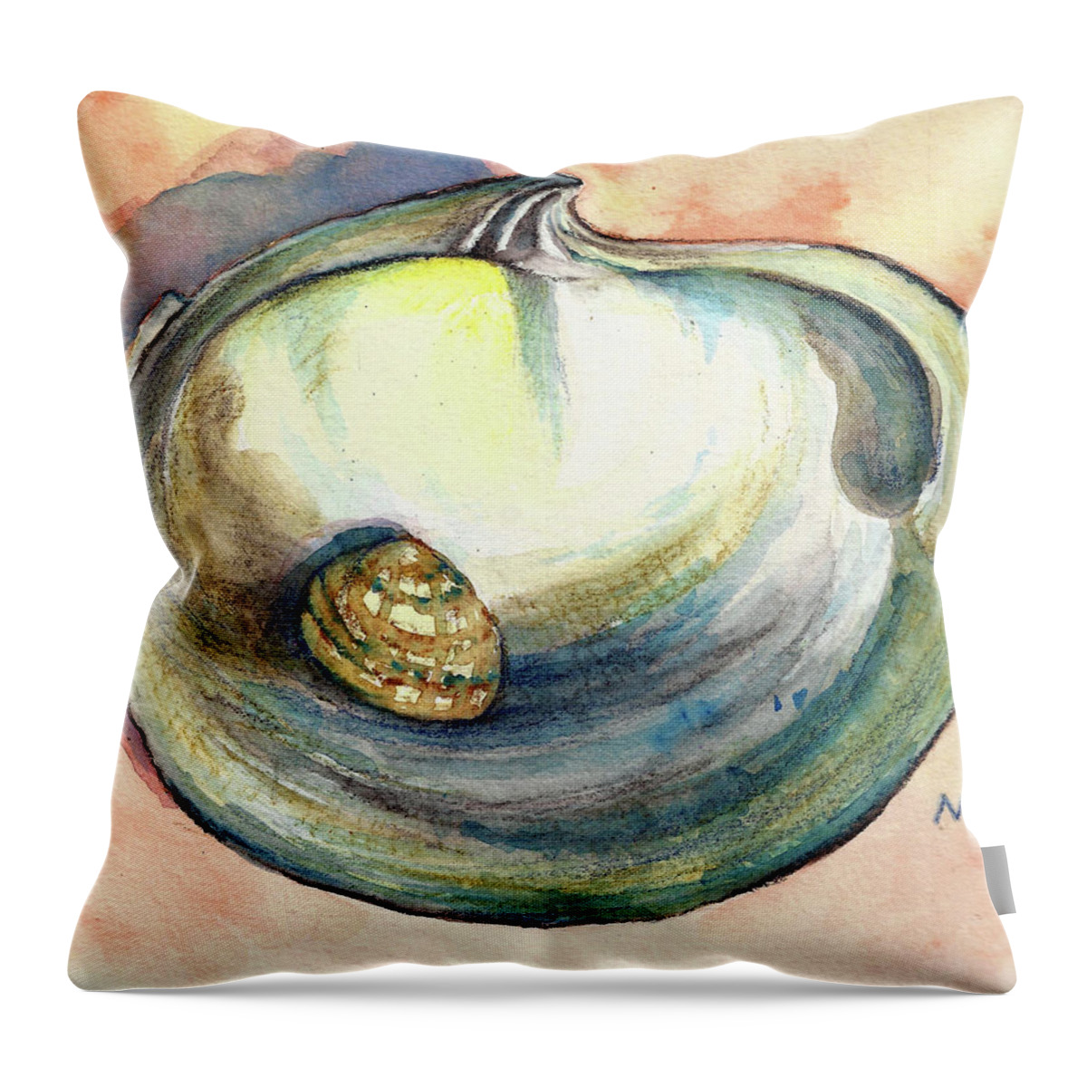 Shell Throw Pillow featuring the painting Shell Study by AnneMarie Welsh