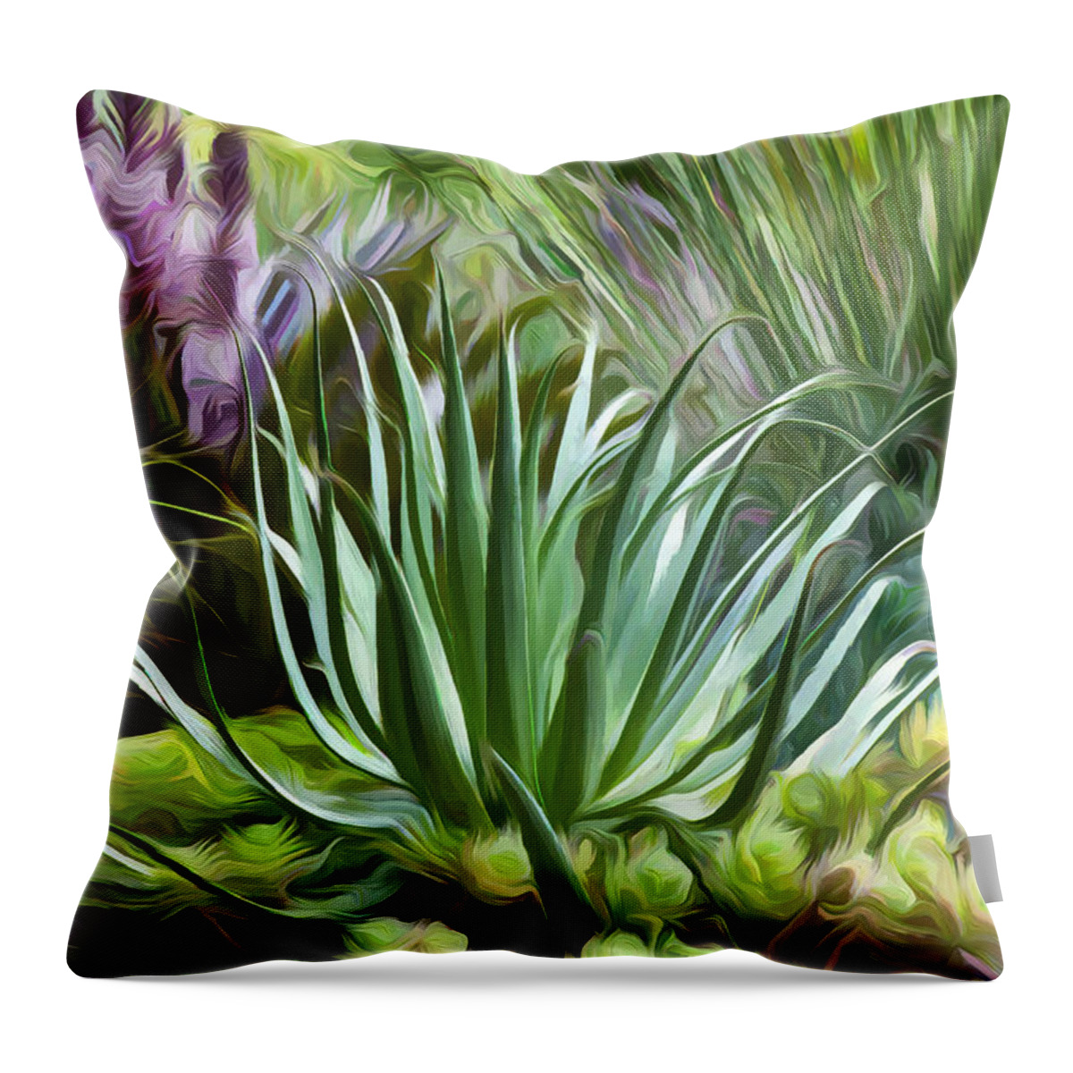 Containers Throw Pillow featuring the photograph Sherrie's Spider Agave by Saxon Holt