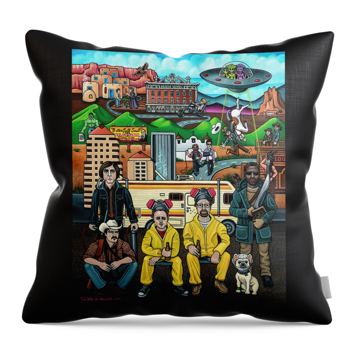 Hispanic Art Throw Pillow featuring the painting Shooting Stars In New Mexico by Victoria De Almeida