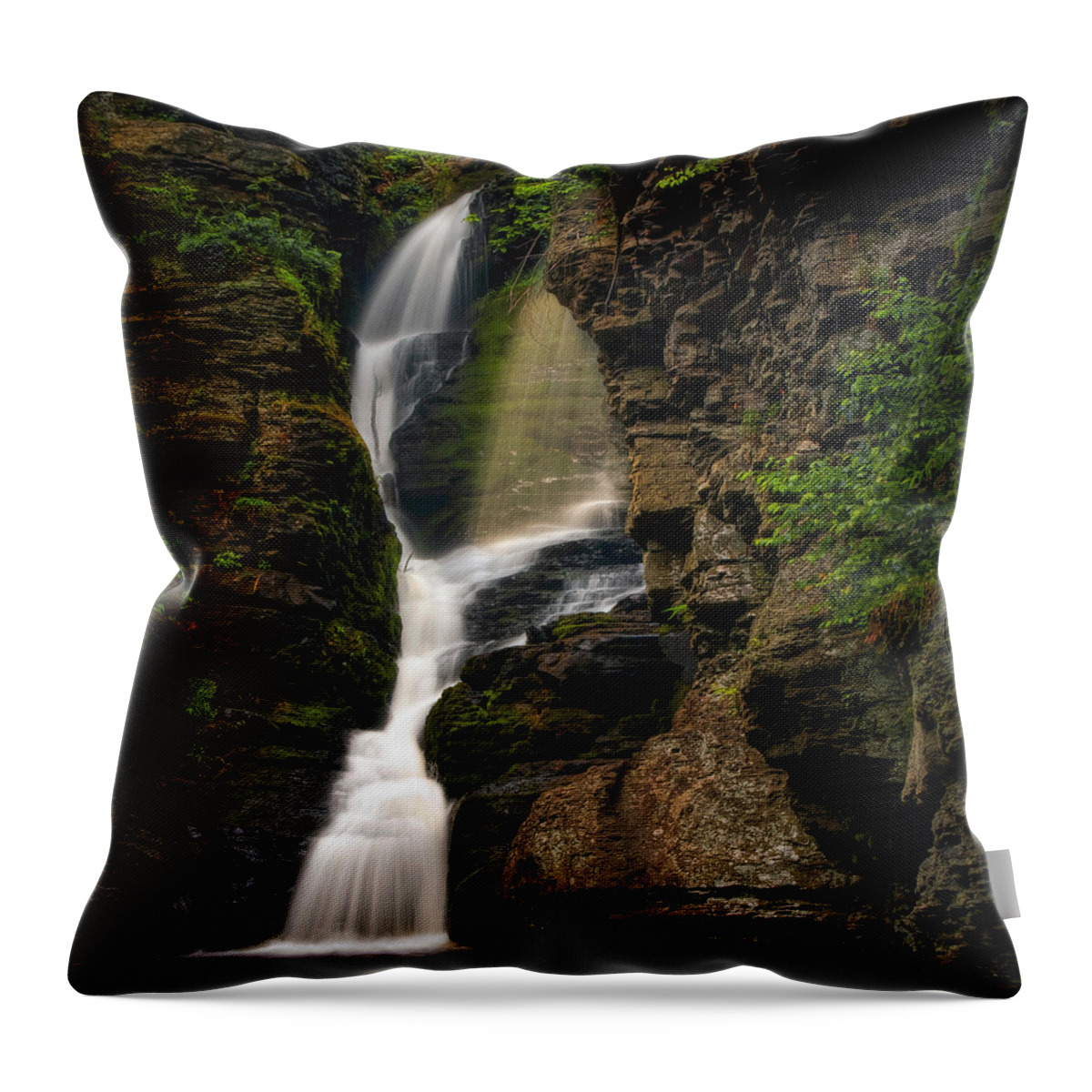 Waterfalls Throw Pillow featuring the photograph Shower of Eden by Neil Shapiro