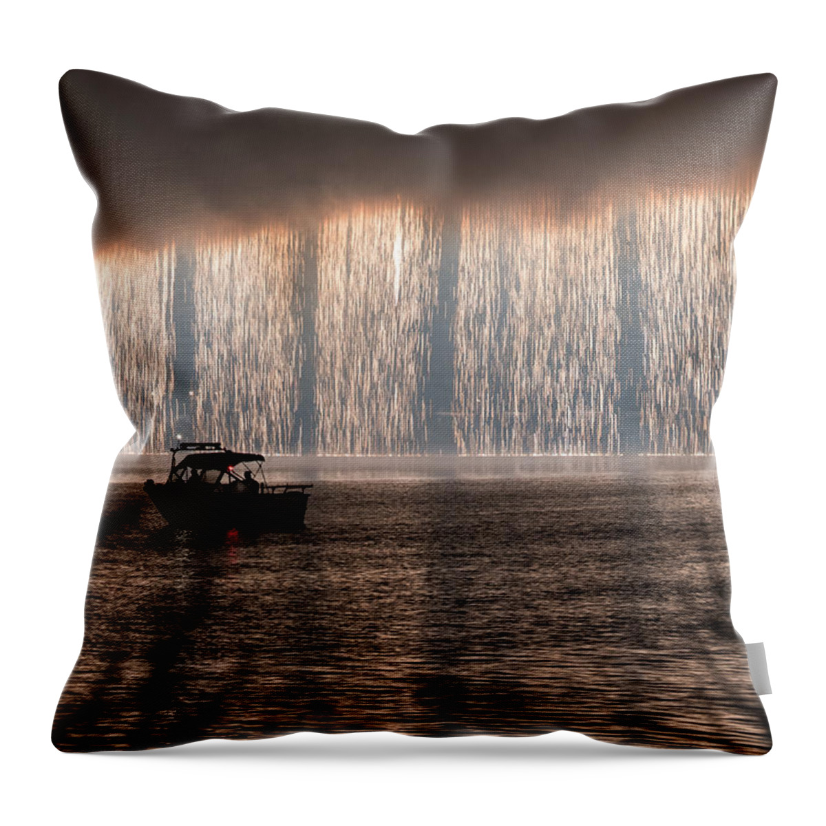 Fireworks Throw Pillow featuring the photograph Shower of Fireworks by Holden The Moment