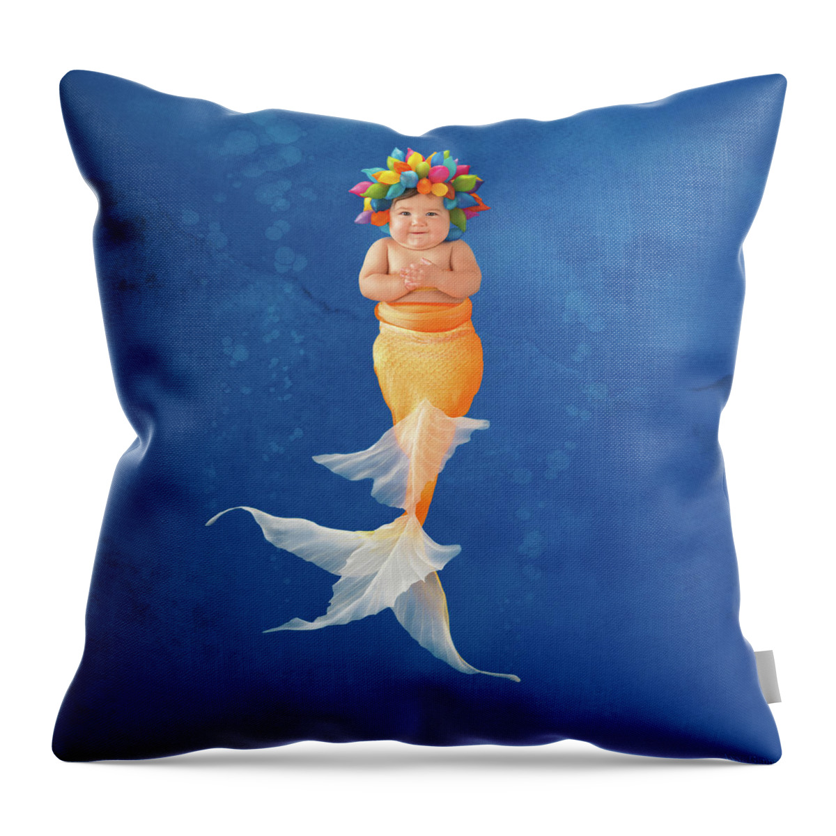 Under The Sea Throw Pillow featuring the photograph Sienna as a Mermaid by Anne Geddes
