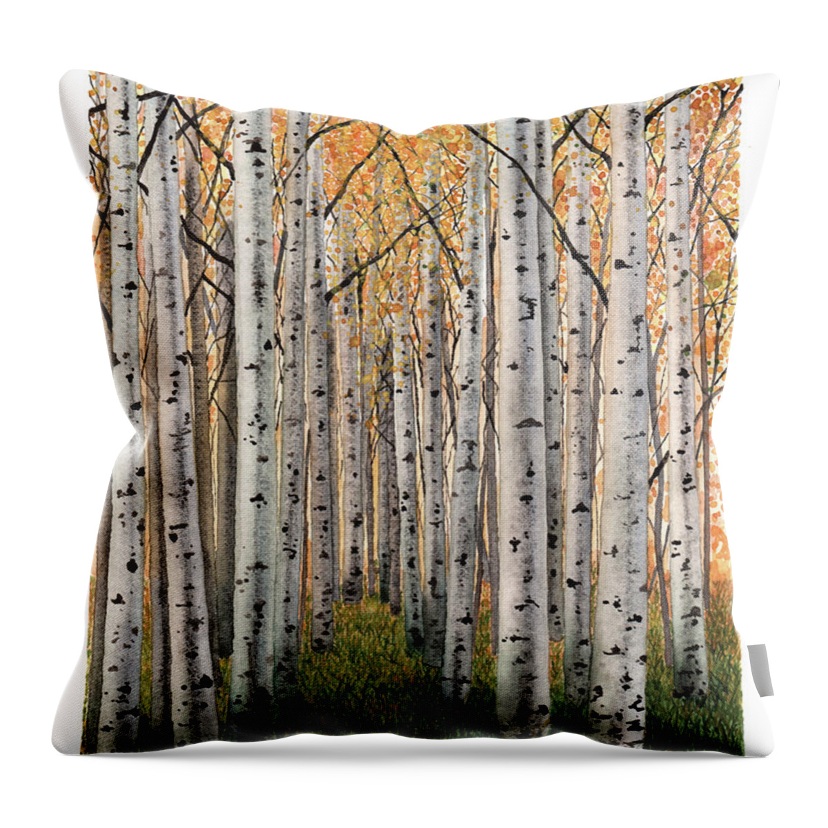 Forest Throw Pillow featuring the painting Sierra Aspens by Hilda Wagner