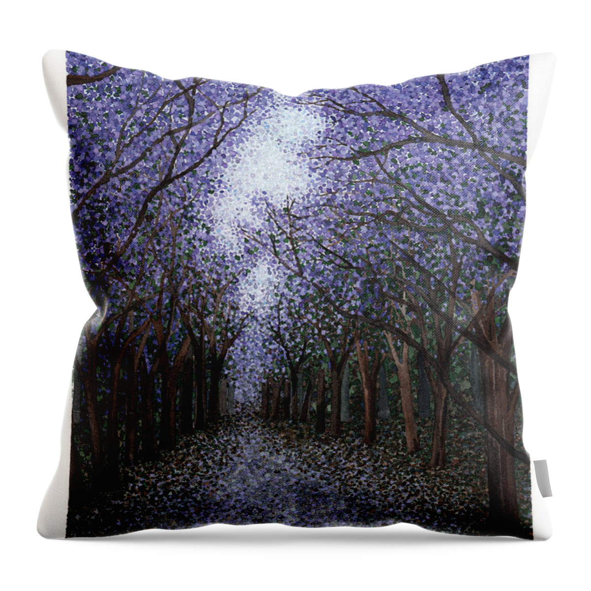 Sierra Madre Throw Pillow featuring the painting Sierra Madre Jacarandas by Hilda Wagner