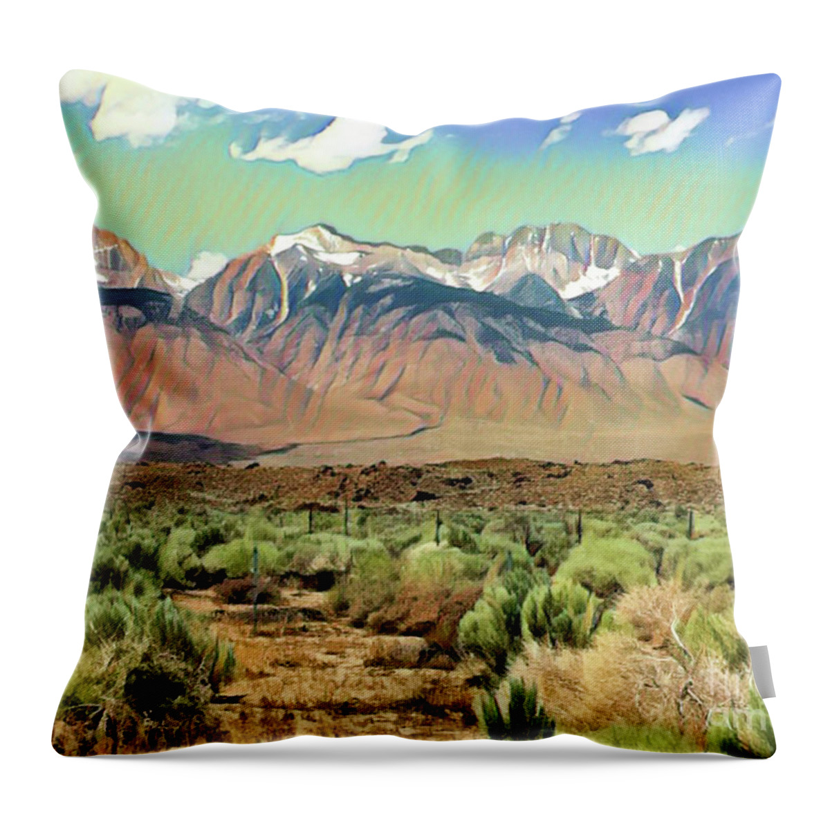 Mountains Throw Pillow featuring the digital art Sierras I by Jackie MacNair