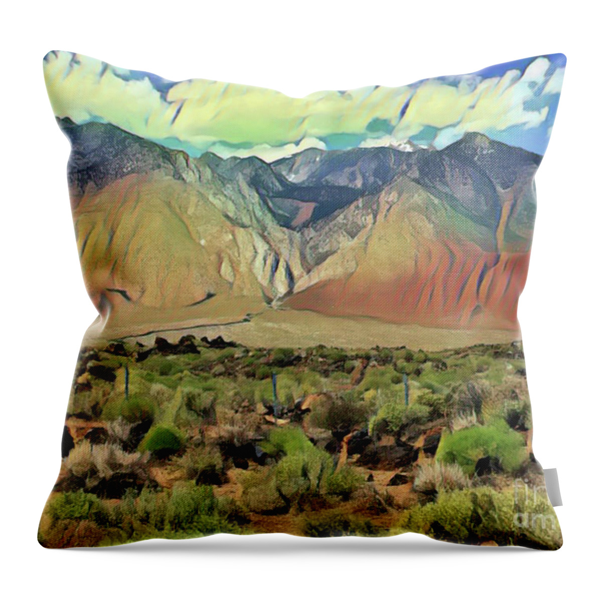 Sierras Throw Pillow featuring the digital art Sierras II by Jackie MacNair