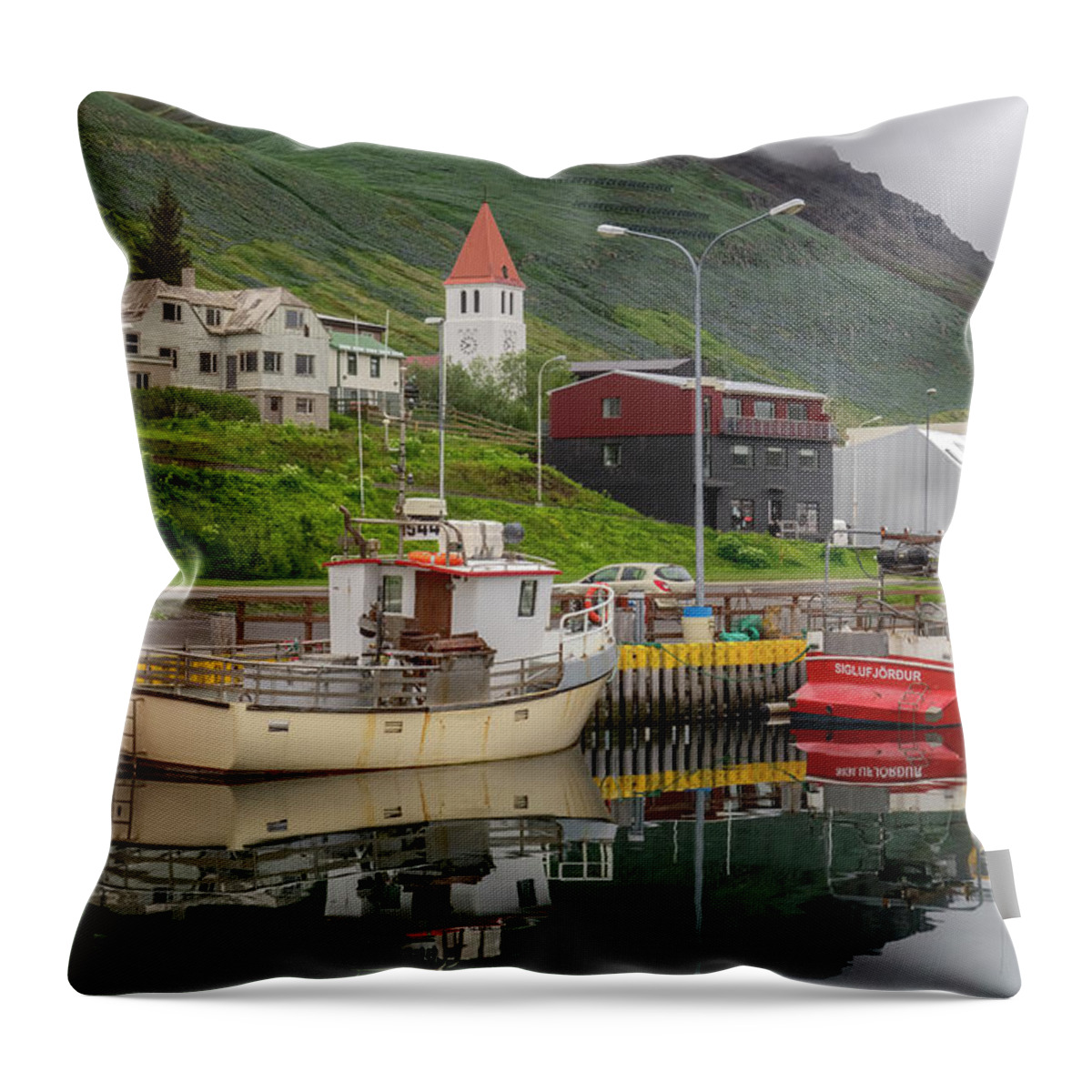 Iceland Throw Pillow featuring the photograph Siglufjorour, Iceland by Tom Singleton