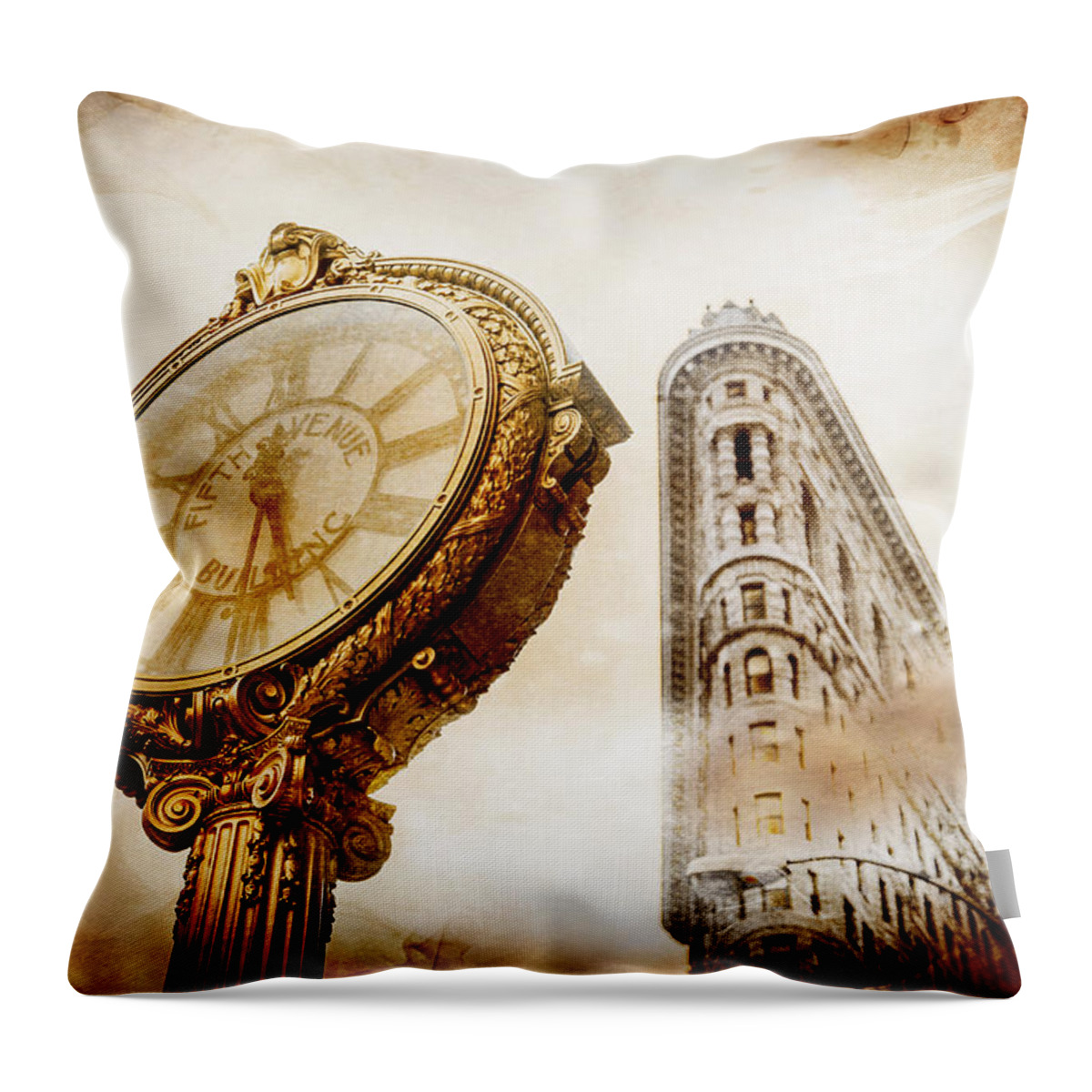 Flatiron Building Throw Pillow featuring the digital art Silver and Gold by Az Jackson