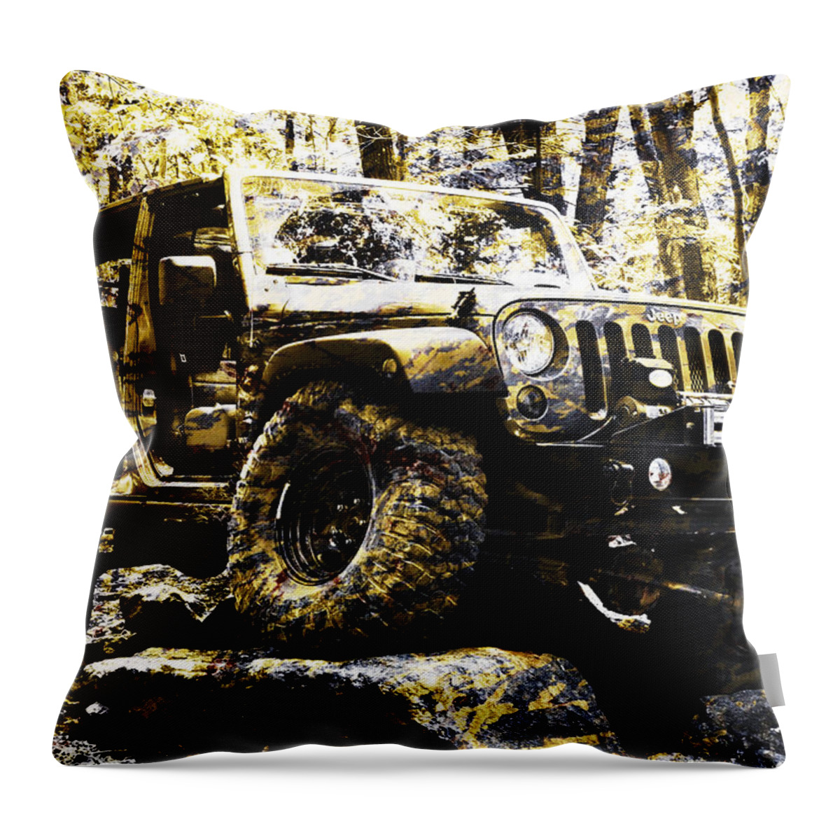 Silver and Gold Jeep Wrangler JKU Throw Pillow by Luke Moore - Pixels