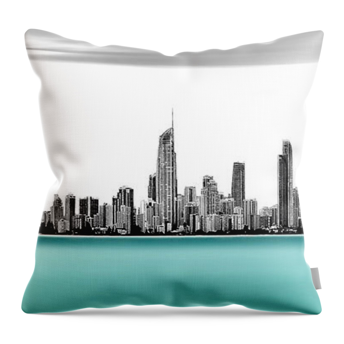 Gold Coast Throw Pillow featuring the photograph Silver Linings Panorama by Az Jackson