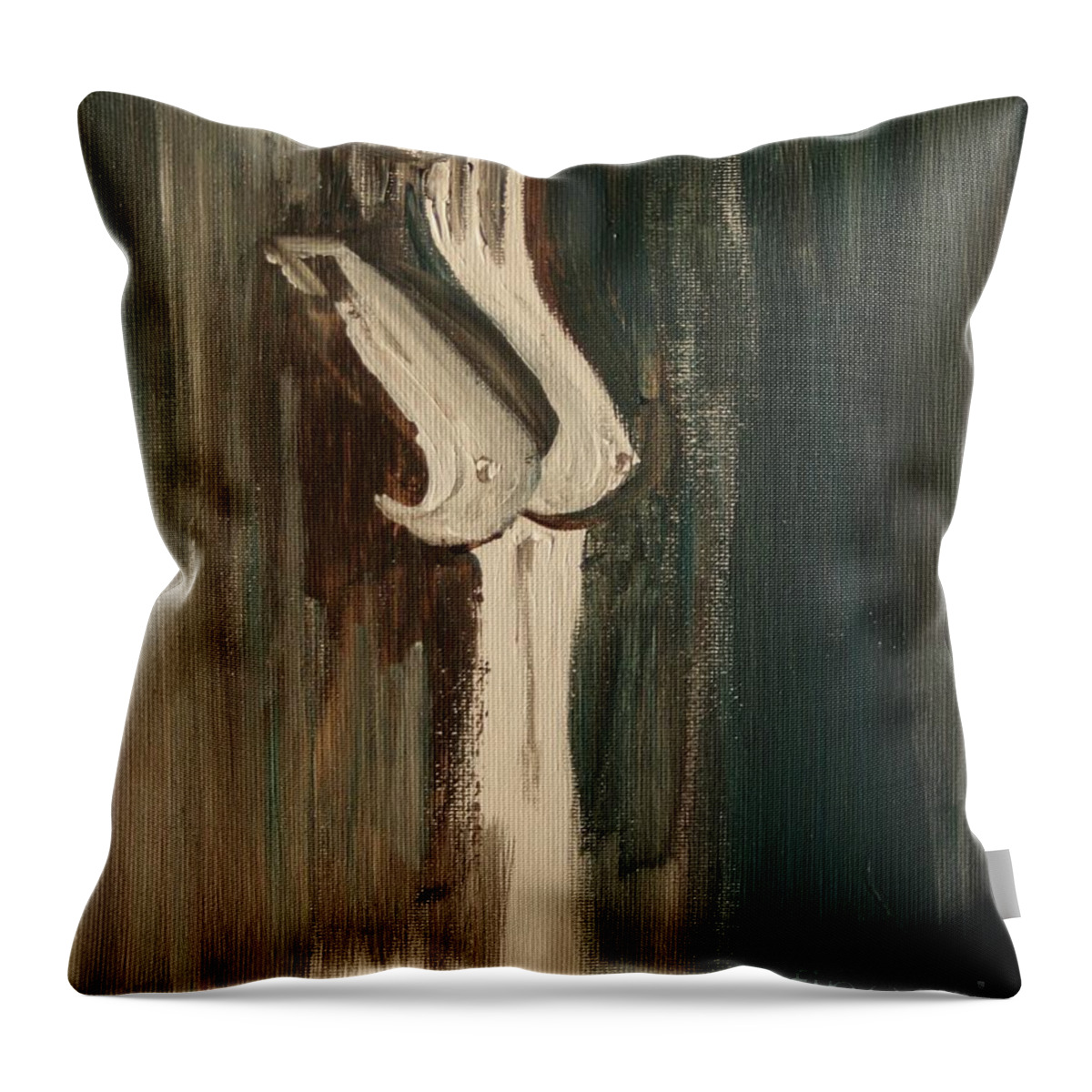 Nude Throw Pillow featuring the painting Silver Silhouette by Julie Lueders 